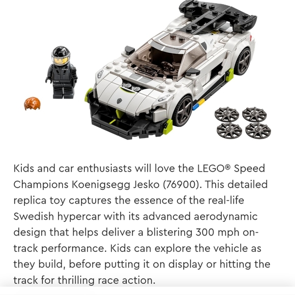 LEGO Speed Champions Keonigsegg Jesko (76900) White and Black Race Car Lego Set - Picture 2 of 10